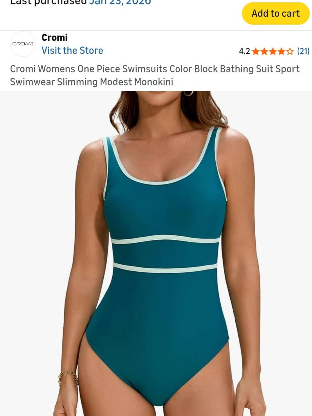 Teal One-Piece Swimsuit with Cream Trim
